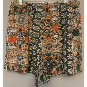 Shein Elastic Waist Green/ Orange Shorts Size XL